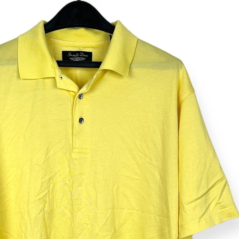 Straight Down Men's Large Golf Polo 100%‎ Cotton Solid Yellow Short Sleeve Shirt